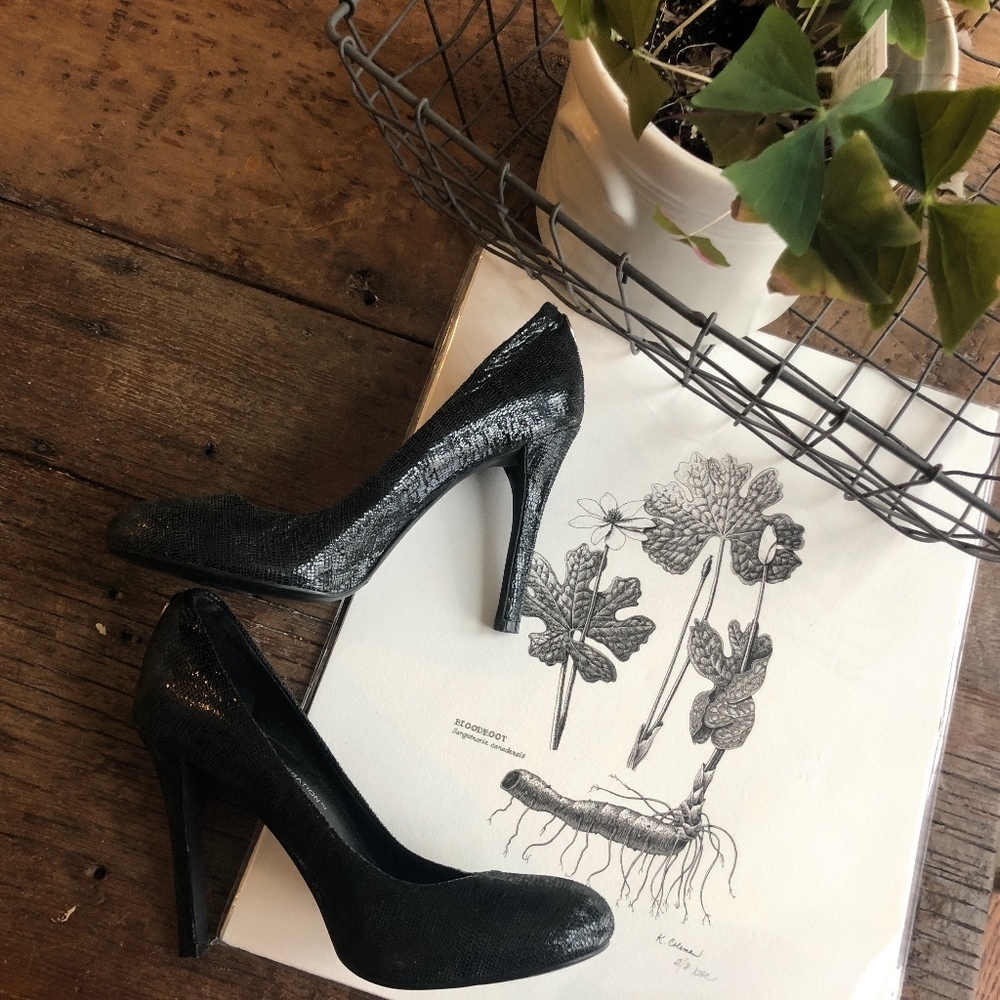 BCBGeneration Black Round Toe Pumps 5.5
